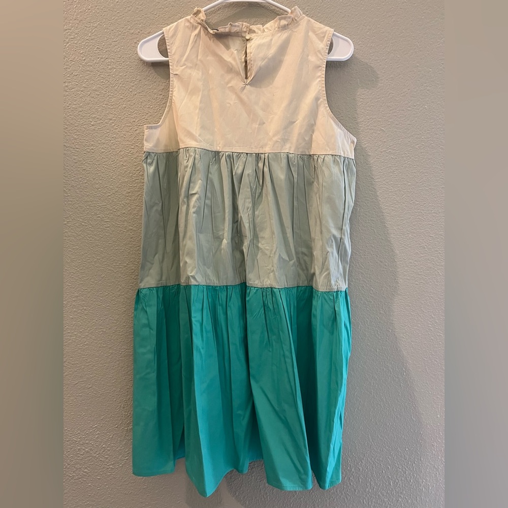 Solution Color Block Ruffled Round Neck Dress - Picture 3 of 4